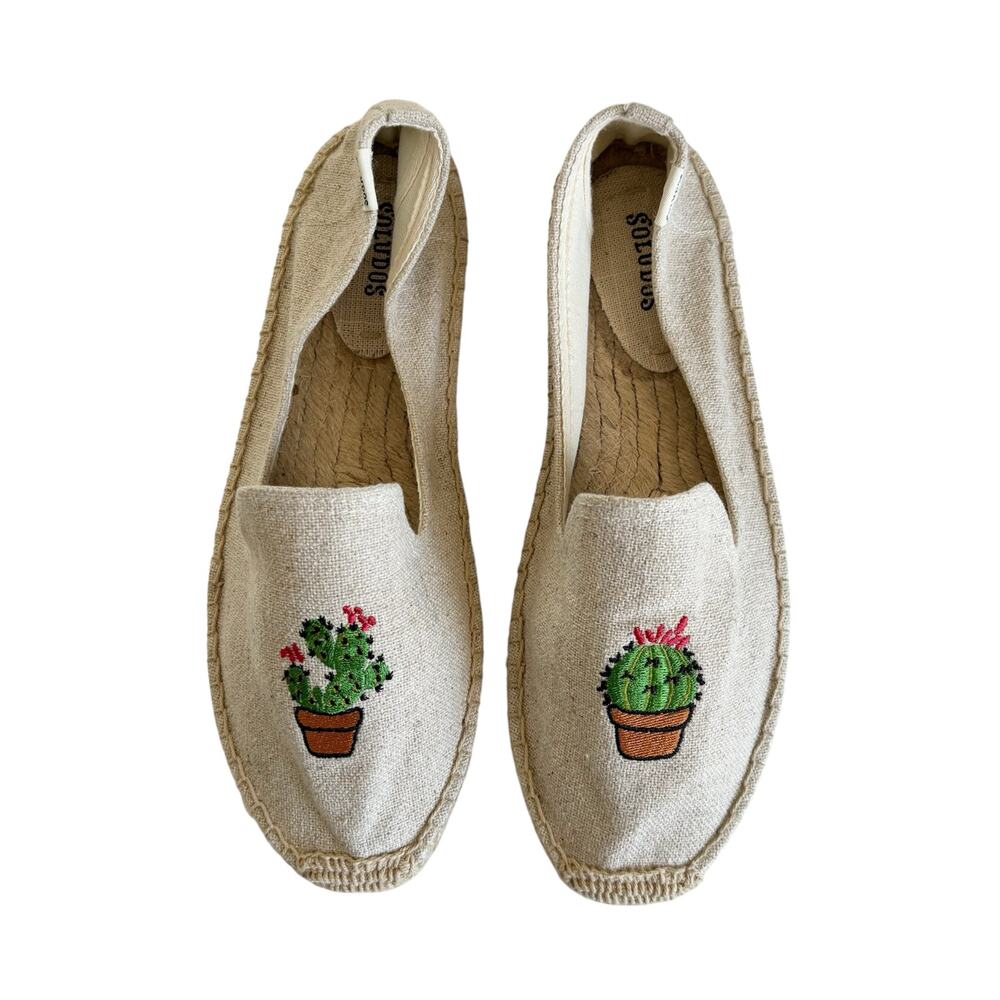 Soludos Anthropologie Cactus Cacti Succulent Espadrilles Slip On Shoes Size 10 - Picture 3 of 7